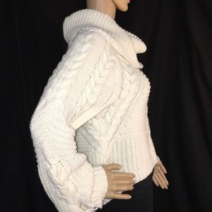 EUC-Cowl Neck Cable Knit Sweater by EXPRESS
